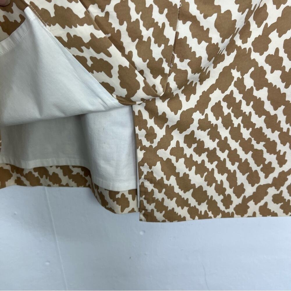 J. Crew Cream & Tan Knee Length Pencil Cow Blot Print Career Skirt Size 6 - Picture 7 of 10
